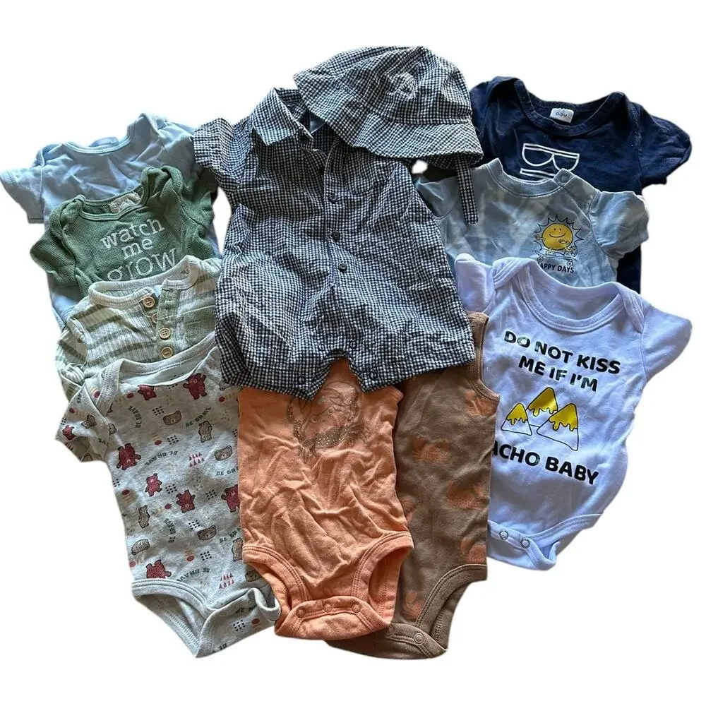 Baby Boy Outfit Bundle Size 0-3 Month Newborn Infant Onesies Pants Shorts Shirts